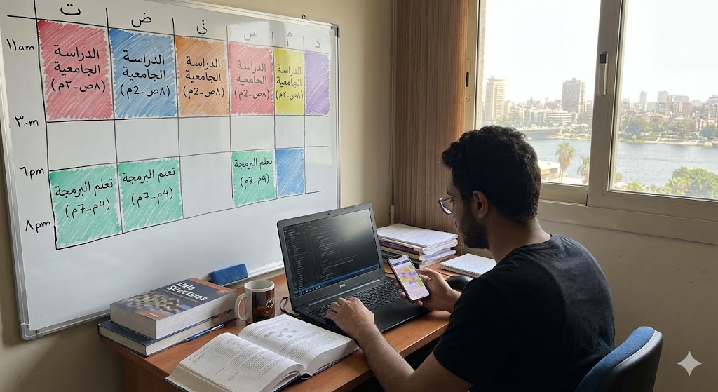إزاي تدير وقتك بين الدراسة الجامعية وتعلم البرمجة؟